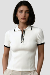 TIMELESS Contrast Elegant Trim Button Up Polo