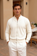 TIMELESS Solid Knitted Crew Neck Cardigan
