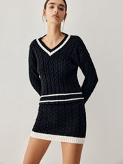 TIMELESS - Cable knit sweater with skirt