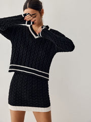 TIMELESS - Cable knit sweater with skirt
