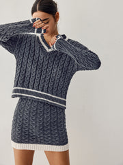 TIMELESS - Cable knit sweater with skirt
