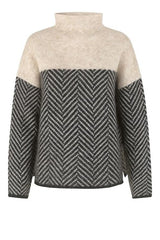 TIMELESS - Sweater with High Collar and Herringbone Pattern